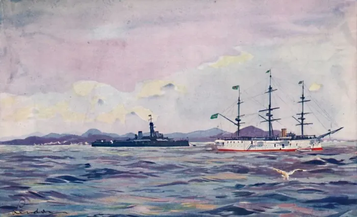 Framed Print : The Benjamin Constant Training Cruiser and the dreadnought Minas Geraes in Rio Harbour, 1914 Framed Print : The Benjamin Constant Training Cruiser and the dreadnought Minas Geraes in Rio Harbour, 1914