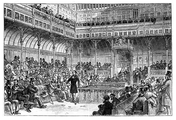 Benjamin Disraeli introducing his reform bill in the House of Commons, c1867