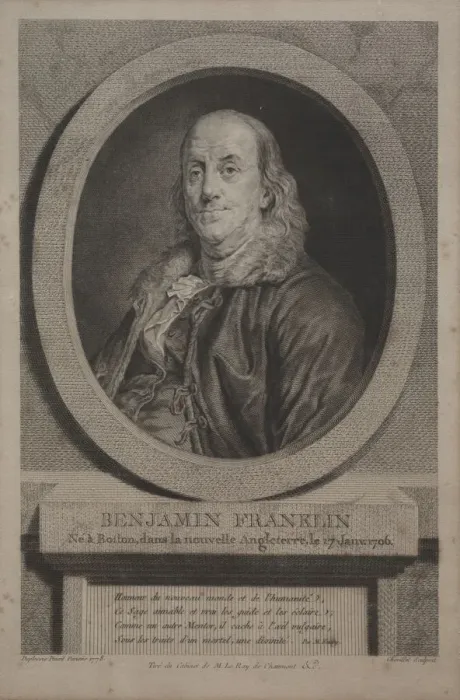 Framed Print : Benjamin Franklin, 1779. Creator: Justus Chevillet (French, 1729-1802); Published Framed Print : Benjamin Franklin, 1779. Creator: Justus Chevillet (French, 1729-1802); Published