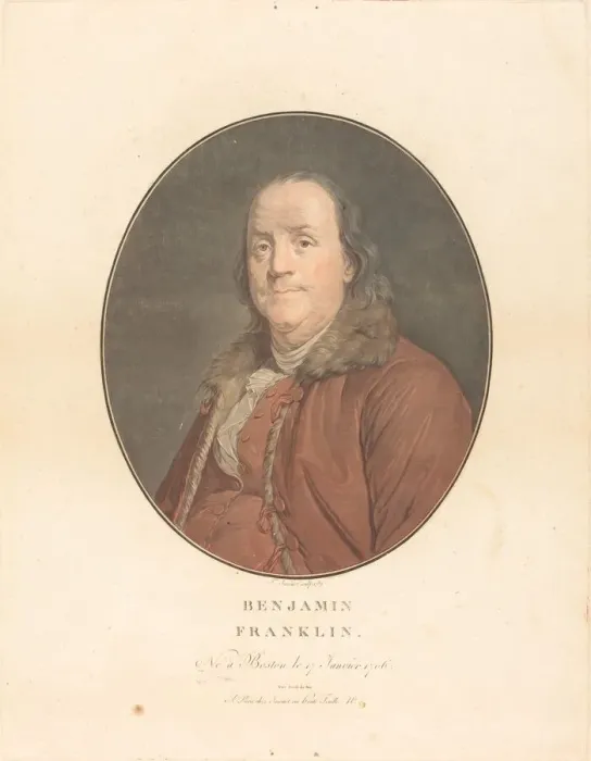 Framed Print : Benjamin Franklin, 1789. Creators: Jean Francois Janinet, Joseph Siffred Duplessis Framed Print : Benjamin Franklin, 1789. Creators: Jean Francois Janinet, Joseph Siffred Duplessis
