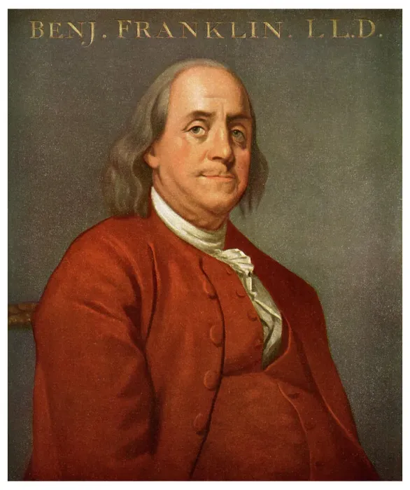 Framed Print : Benjamin Franklin, American scientist and politician, 1782 (1956) Framed Print : Benjamin Franklin, American scientist and politician, 1782 (1956)