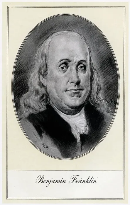 Framed Print : Benjamin Franklin, political figure and statesmen of the United States, (early 20th century). Artist: Gordon Ross Framed Print : Benjamin Franklin, political figure and statesmen of the United States, (early 20th century). Artist: Gordon Ross