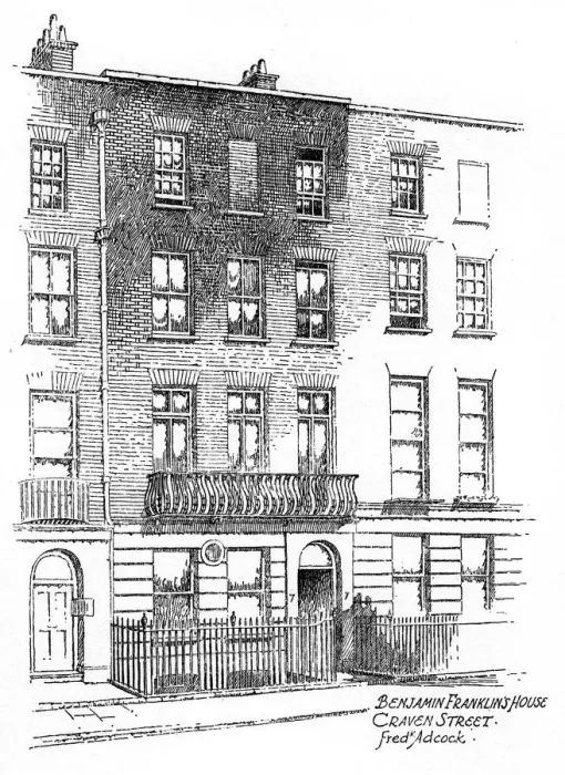 Framed Print : Benjamin Franklins house, 36 Craven Street, London, 1912. Artist: Frederick Adcock Framed Print : Benjamin Franklins house, 36 Craven Street, London, 1912. Artist: Frederick Adcock