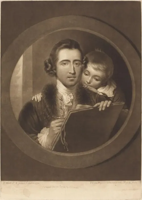 Framed Print : Benjamin West, Esqr R. A. and His Son RI West, 1773. Creator: Valentine Green Framed Print : Benjamin West, Esqr R. A. and His Son RI West, 1773. Creator: Valentine Green