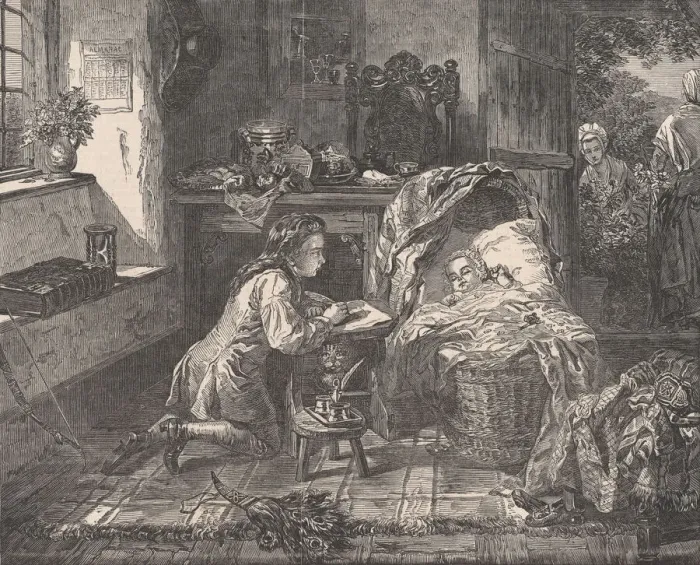 Framed Print : Benjamin Wests First Effort in Art, from Illustrated London News, May 12 Framed Print : Benjamin Wests First Effort in Art, from Illustrated London News, May 12