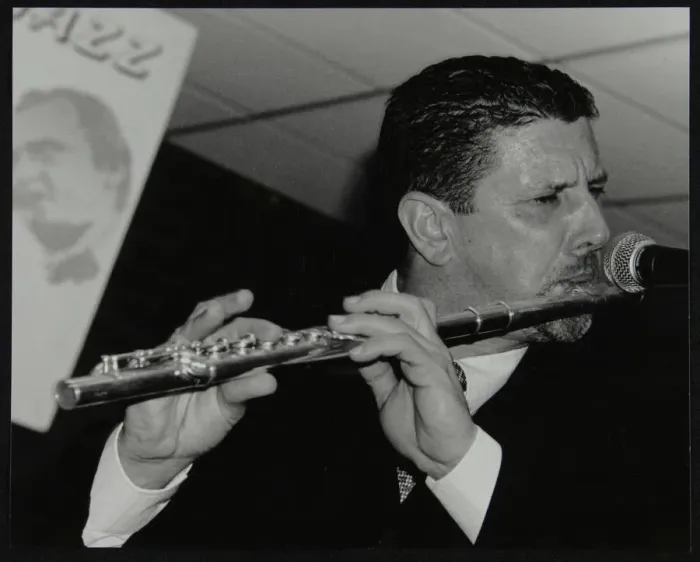 Framed Print : Benn Clatworthy playing the flute at The Fairway, Welwyn Garden City, Hertfordshire, 2002 Framed Print : Benn Clatworthy playing the flute at The Fairway, Welwyn Garden City, Hertfordshire, 2002