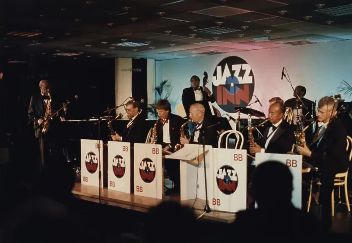 Framed Print : Benny Carter and Big Band, Jazz Inn Party, Nordwijk, Netherlands, 1989. Creator: Brian Foskett Framed Print : Benny Carter and Big Band, Jazz Inn Party, Nordwijk, Netherlands, 1989. Creator: Brian Foskett
