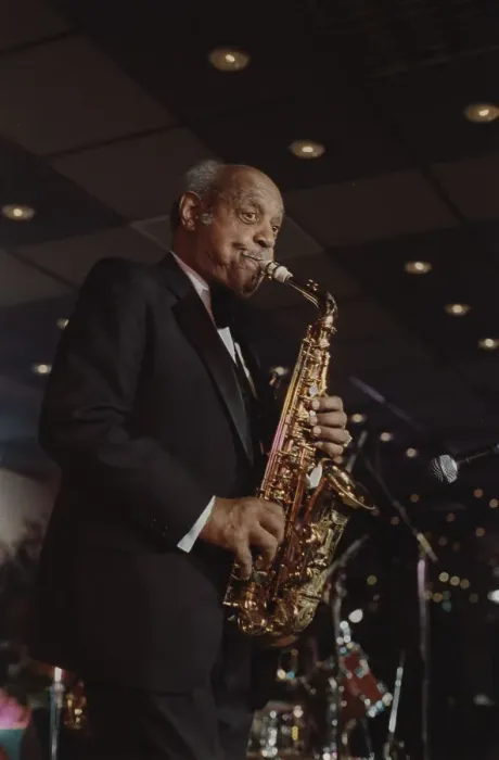 Framed Print : Benny Carter, The Jazz Inn Party All Star Big Band, Nordwijk, Netherlands, 1989. Creator: Brian Foskett Framed Print : Benny Carter, The Jazz Inn Party All Star Big Band, Nordwijk, Netherlands, 1989. Creator: Brian Foskett