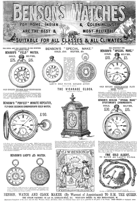 Framed Print : Benson's Watches, 1883. Creator: Unknown. Benson's Watches, 1883. Creator: Unknown