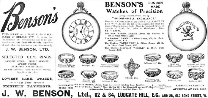 Framed Print : Benson's watches of precision, 1909. Creator: Unknown Framed Print : Benson's watches of precision, 1909. Creator: Unknown