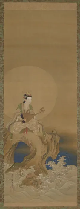 Framed Print : Benten on a rock by the sea, Edo period, (18th century?). Creator: Unknown Framed Print : Benten on a rock by the sea, Edo period, (18th century?). Creator: Unknown