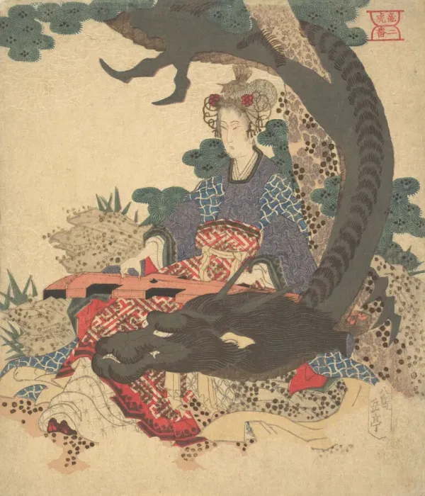 Framed Print : Benzaiten ni Ryu. Creator: Gakutei Framed Print : Benzaiten ni Ryu. Creator: Gakutei