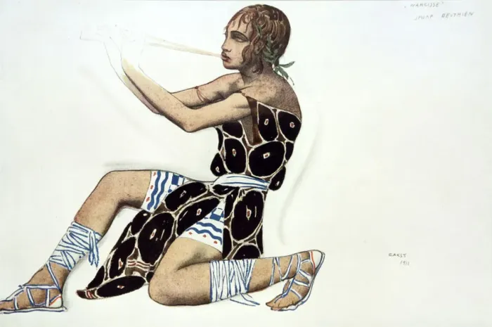 Framed Print : Beotien, costume design a Ballets Russes production of Narcisse, music by Tcherepnin, 1911. Artist: Leon Bakst Framed Print : Beotien, costume design a Ballets Russes production of Narcisse, music by Tcherepnin, 1911. Artist: Leon Bakst