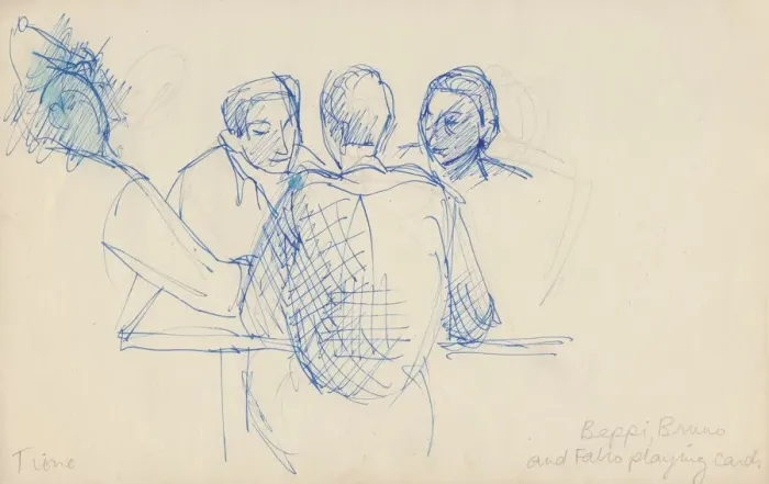 Framed Print : Beppi, Bruno and Fabio playing cards, c1950. Creator: Shirley Markham Framed Print : Beppi, Bruno and Fabio playing cards, c1950. Creator: Shirley Markham