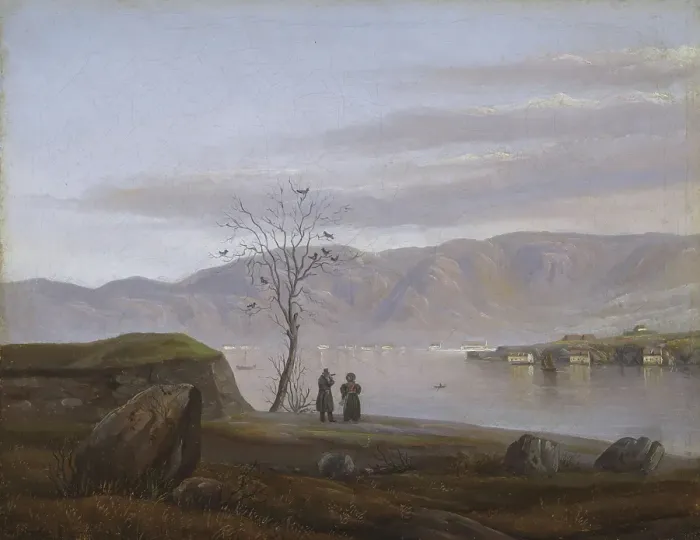 Framed Print : Part from Bergen, Nordnes and Sandviken seen from Laksevag, Undated. Creator: Knud Geelmuyden Bull