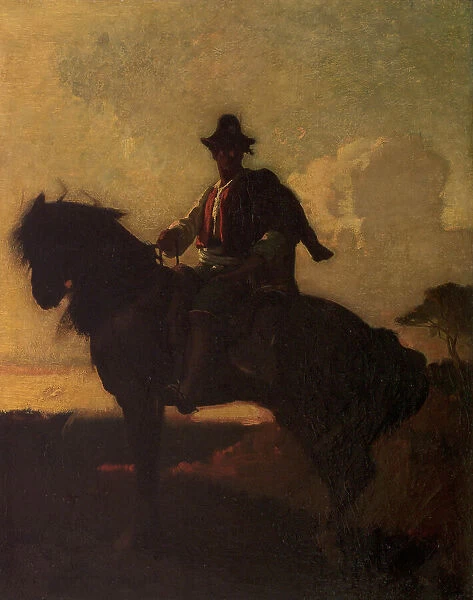 Berger à cheval dans la campagne de Rome, between 1855 and 1859. Creator: Francois-Nicolas Chifflart
