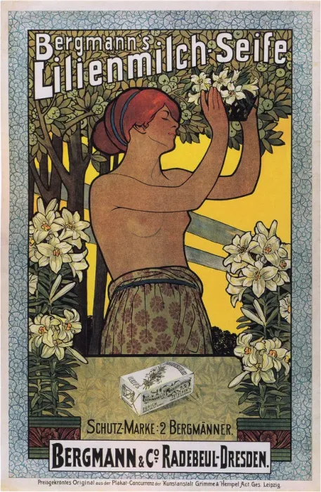 Framed Print : Bergmanns Lilienmilch Soap, 1896. Artist: Cissarz, Johannes Joseph Vincenz (1873-1942) Framed Print : Bergmanns Lilienmilch Soap, 1896. Artist: Cissarz, Johannes Joseph Vincenz (1873-1942)