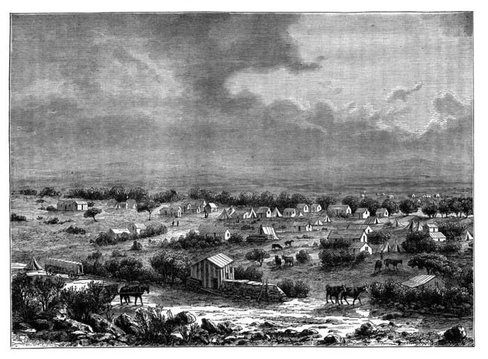 Framed Print : Berkly or Klipdrift, a town in Griqualand West, South Africa, c1890