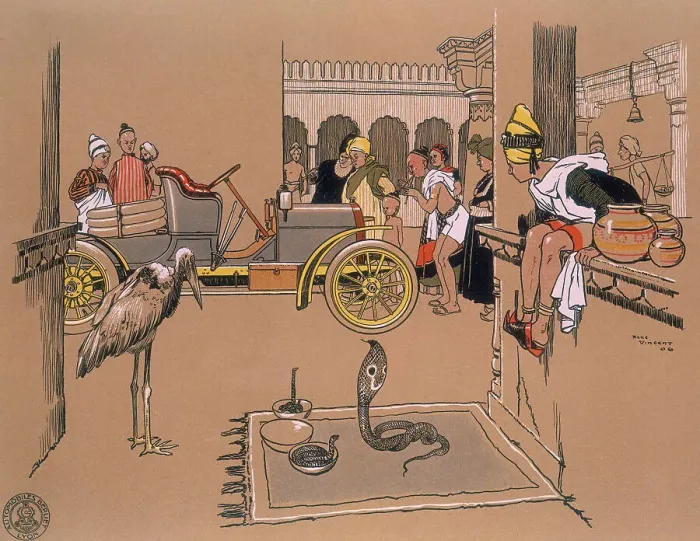 Framed Print : A Berliet car in a Bazaar, 1907 Framed Print : A Berliet car in a Bazaar, 1907
