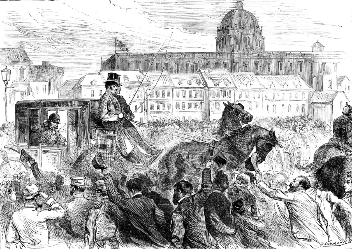 Framed Print : Berlin's Farewell to Bismarck, 1890. Creator: P Naumann