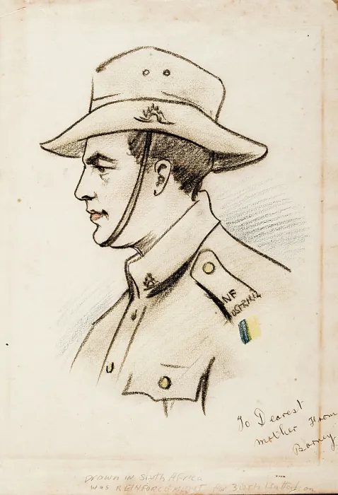 Framed Print : Bernard Laurence Barney Nugent, a drawing done in Cape Town, South Africa, 1917 Framed Print : Bernard Laurence Barney Nugent, a drawing done in Cape Town, South Africa, 1917