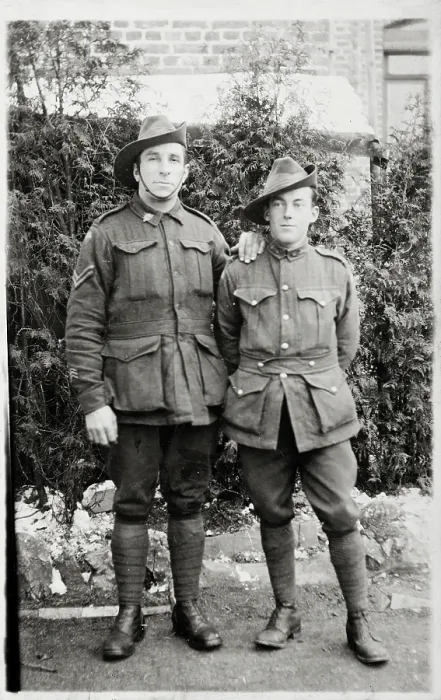 Framed Print : Bernard Laurence Barney Nugent and friend Robert Bob Waugh, Christmas 1917 Framed Print : Bernard Laurence Barney Nugent and friend Robert Bob Waugh, Christmas 1917