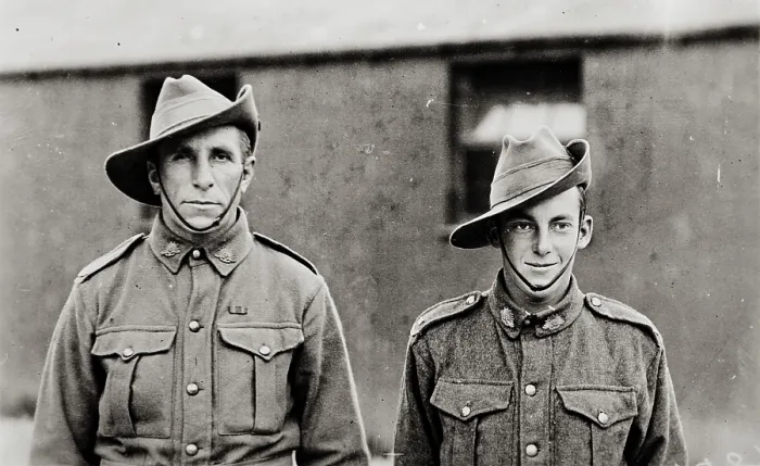 Framed Print : Bernard Laurence Barney Nugent and Robert Bob Waugh, Christmas 1917 Framed Print : Bernard Laurence Barney Nugent and Robert Bob Waugh, Christmas 1917