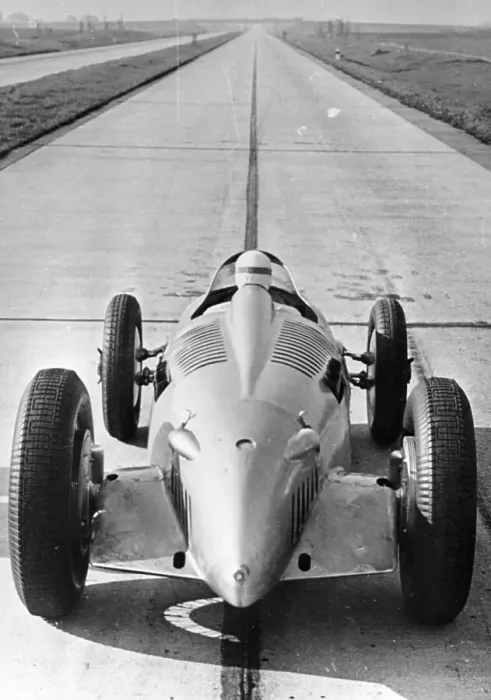 Framed Print : Bernd Rosemeyer in Auto Union record-breaking car, 1937