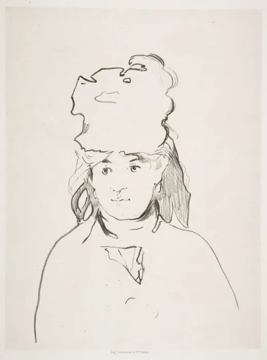 Framed Print : Berthe Morisot (in silhouette), 1872-74, published 1884. Creator: Edouard Manet Framed Print : Berthe Morisot (in silhouette), 1872-74, published 1884. Creator: Edouard Manet