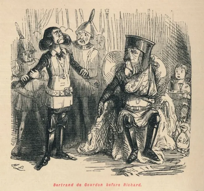 Framed Print : Bertrand de Gourdon before Richard, c1860, (c1860). Artist: John Leech Framed Print : Bertrand de Gourdon before Richard, c1860, (c1860). Artist: John Leech