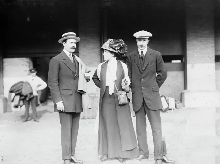 Framed Print : Bertrand Lesseps, Countess de la Bagassiere, and Jacque de Lesseps standing together, 1910. Creator: Bain News Service Framed Print : Bertrand Lesseps, Countess de la Bagassiere, and Jacque de Lesseps standing together, 1910. Creator: Bain News Service