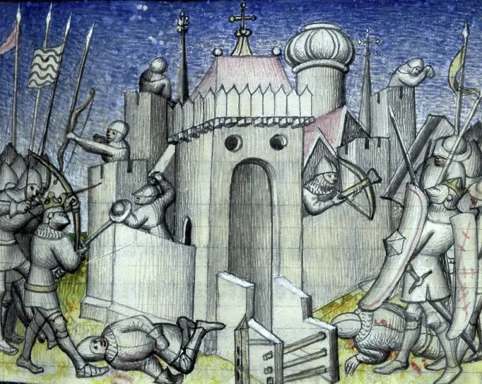 Framed Print : Besieging a castle, c1400. Creator: Unknown Framed Print : Besieging a castle, c1400. Creator: Unknown