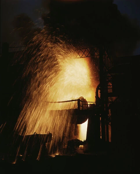 Bessemer converter (iron into steel), Allegheny Ludlum Steel[e] Corp. Brackenridge, Pa. (1941?). Creator: Alfred T Palmer