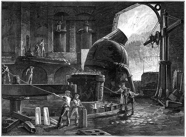 The Bessemer process for the mass-production of steel, c1880. Artist: CJB