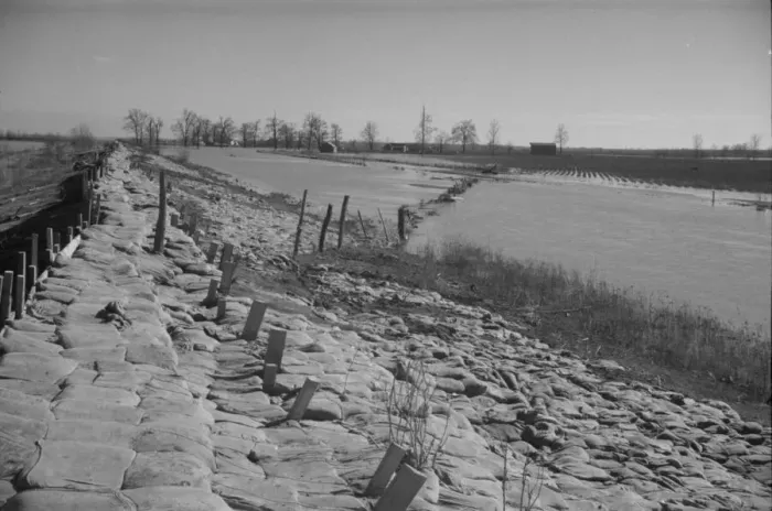 Framed Print : The Bessie Levee, along a subsidiary... Mississippi River, near Tiptonville, Tennessee, 1937. Creator: Walker Evans Framed Print : The Bessie Levee, along a subsidiary... Mississippi River, near Tiptonville, Tennessee, 1937. Creator: Walker Evans