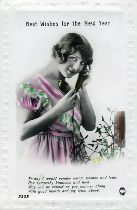 Framed Print : Best Wishes for the New Year, greetings card, c1920s(?) Framed Print : Best Wishes for the New Year, greetings card, c1920s(?)