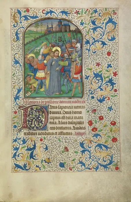 Framed Print : The Betrayal of Christ; Arenberg Hours, early 1460s. Creator: Willem Vrelant Framed Print : The Betrayal of Christ; Arenberg Hours, early 1460s. Creator: Willem Vrelant