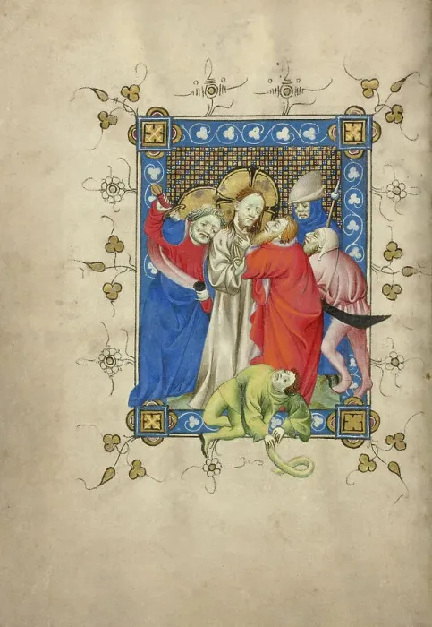 Framed Print : The Betrayal of Christ; Book of Hours, about 1405-1410. Creator: Masters of Dirc van Delf Framed Print : The Betrayal of Christ; Book of Hours, about 1405-1410. Creator: Masters of Dirc van Delf