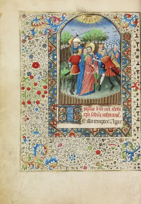 Framed Print : The Betrayal of Christ; Book of Hours, about 1440-1450. Creator: Workshop of the Bedford Master Framed Print : The Betrayal of Christ; Book of Hours, about 1440-1450. Creator: Workshop of the Bedford Master