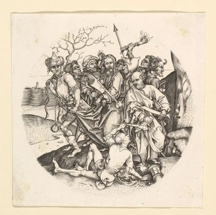 Framed Print : The Betrayal of Christ (copy in roundel), ca. 1435-1491. Creator: Unknown Framed Print : The Betrayal of Christ (copy in roundel), ca. 1435-1491. Creator: Unknown