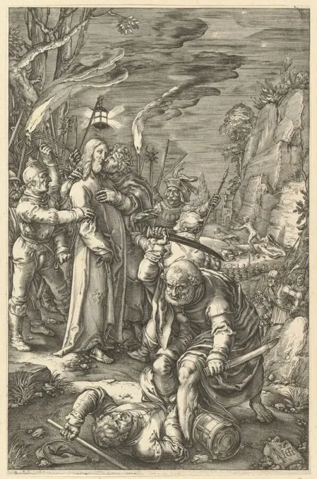 Framed Print : The Betrayal of Christ, from The Passion of Christ, ca. 1598-1617. Creator: Unknown Framed Print : The Betrayal of Christ, from The Passion of Christ, ca. 1598-1617. Creator: Unknown