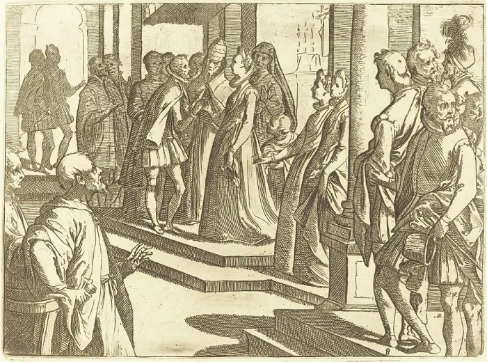 Framed Print : The Betrothal of Margaret of Austria to Philip III, King of Spain, 1612. Creator: Raffaello Schiaminossi Framed Print : The Betrothal of Margaret of Austria to Philip III, King of Spain, 1612. Creator: Raffaello Schiaminossi