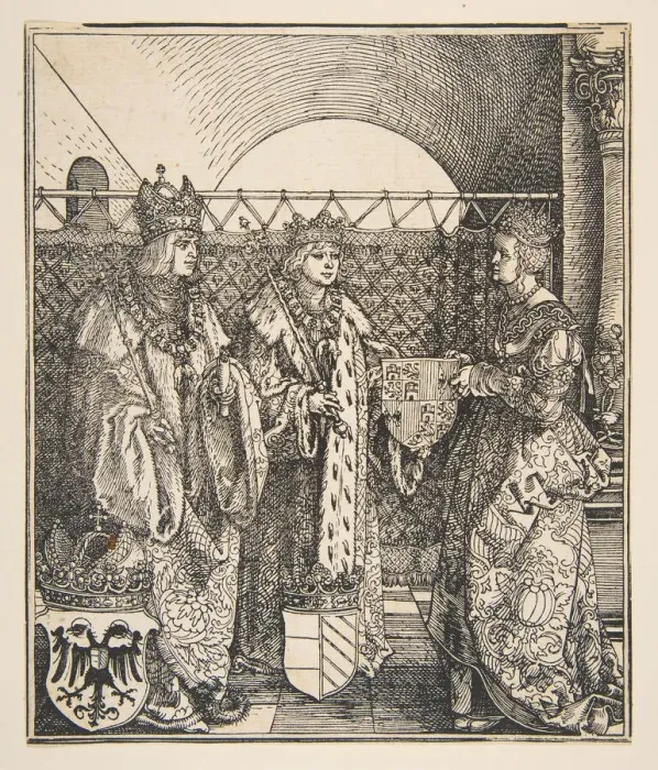 Framed Print : The Betrothal of Philip and Joanna. n. d. Creator: Albrecht Durer Framed Print : The Betrothal of Philip and Joanna. n. d. Creator: Albrecht Durer