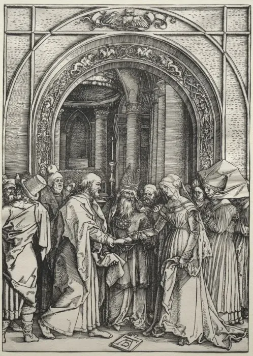 Framed Print : The Betrothal of the Virgin, c. 1504-1505. Creator: Albrecht Dürer (German, 1471-1528) Framed Print : The Betrothal of the Virgin, c. 1504-1505. Creator: Albrecht Dürer (German, 1471-1528)
