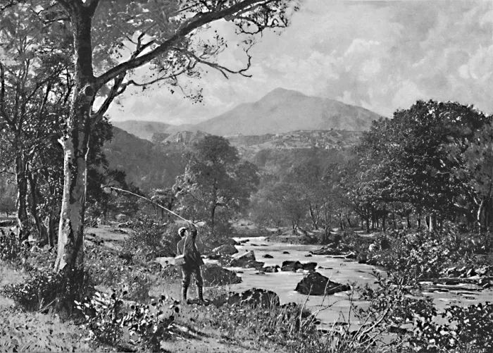 Framed Print : Bettws-Y-Coed and Moel Siabod, from the Llugwy, c1896. Artist: I Slater Framed Print : Bettws-Y-Coed and Moel Siabod, from the Llugwy, c1896. Artist: I Slater