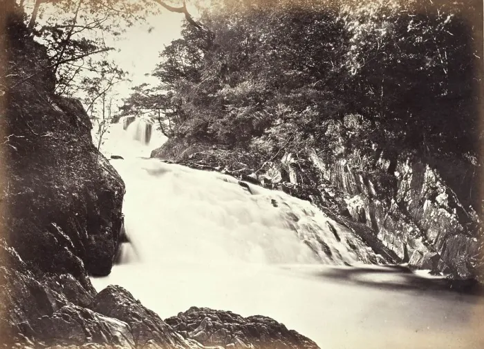 Framed Print : Bettws-Y-Coed, The Swallow Falls From Below (696), Printed 1860 circa. Creator: Francis Bedford Framed Print : Bettws-Y-Coed, The Swallow Falls From Below (696), Printed 1860 circa. Creator: Francis Bedford