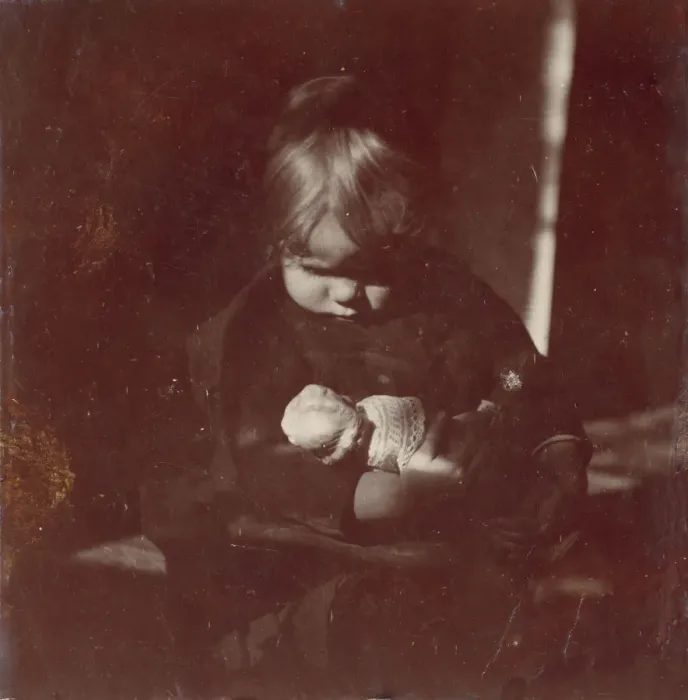 Framed Print : Betty Reynolds with Doll on Lap, ca. 1885. Creator: Thomas Eakins Framed Print : Betty Reynolds with Doll on Lap, ca. 1885. Creator: Thomas Eakins