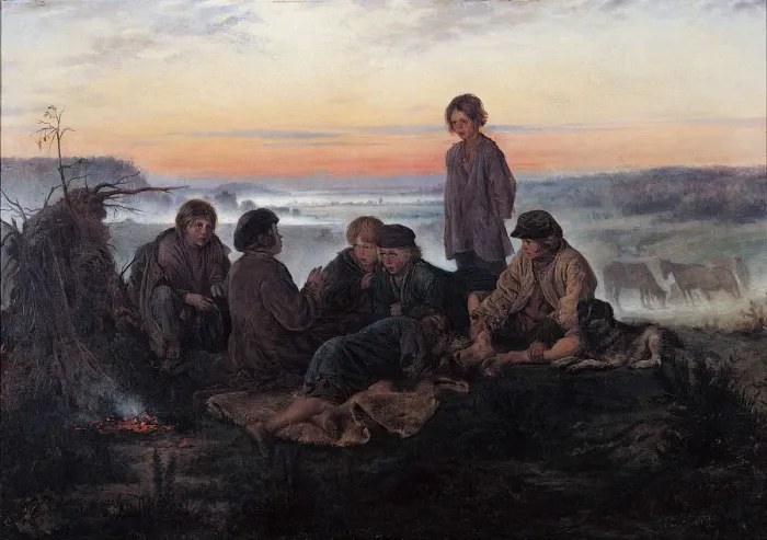 Framed Print : The Bezhin Lea, 1869. Artist: Makovsky, Vladimir Yegorovich (1846-1920) Framed Print : The Bezhin Lea, 1869. Artist: Makovsky, Vladimir Yegorovich (1846-1920)