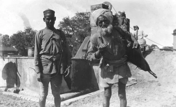 Framed Print : Bhistis, or water carriers, Agra, India, 1916-1917 Framed Print : Bhistis, or water carriers, Agra, India, 1916-1917