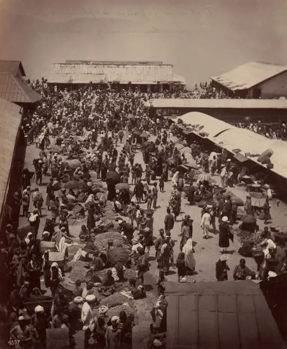 Framed Print : Bhutan and Nepalese People at Darjeeling, Sunday Morning Market Scene, 1860s-70s Framed Print : Bhutan and Nepalese People at Darjeeling, Sunday Morning Market Scene, 1860s-70s